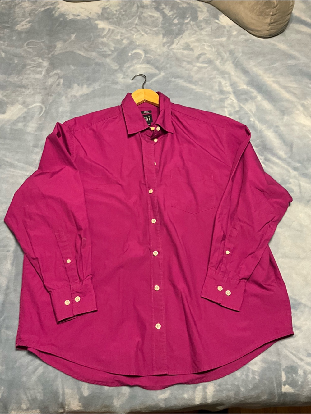 GAP Women’s Oversized Magenta Button-Down Dress Shirt